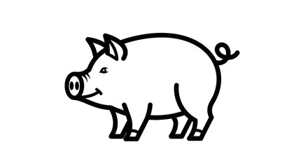 Obraz premium Cute Little Piglet Standing on Green Grass at the Farm