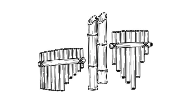 Traditional Wooden Pan Flute Wind Instrument