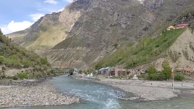 Spectacular Confluence of Chandra and Bhaga Rivers at Tandi Village Forming the Mighty Chenab River Amid Himalayan Peaks, Lahaul Valley, Himachal Pradesh, India