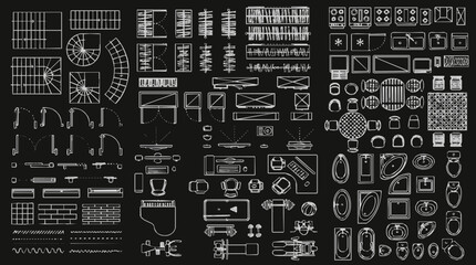 Fototapeta premium Design tools, line art - Creative Collection of Hand-Drawn Graphic Elements for Visual Design and Illustration Projects