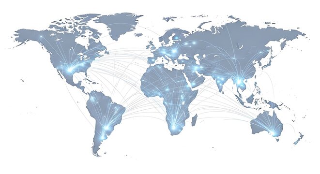 World Map with Blue Gradient Background.