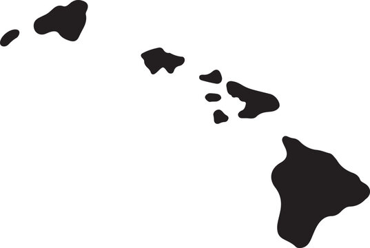 Hawaiian islands silhouette map illustration