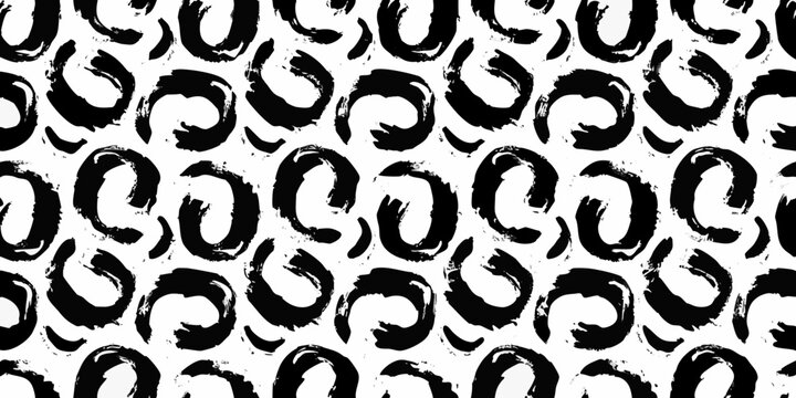 Continuous brushstroke pattern on a white background abstract swirling design