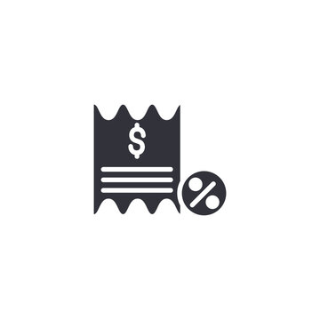 Receipt tax exemption icon representing expense deductions, financial savings, tax rebates, and business accounting processes.
