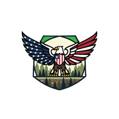 Fototapeta premium American eagle with flag wings and shield emblem resource.