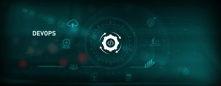 Software engineer hand holding DevOps interface on digital screen, continuous integration delivery, automation workflow, development operations and Motion graphics of devops concept