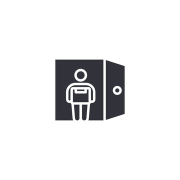 Employee exit interview icon representing workforce reduction, staff transition management, termination procedures, and human resources offboarding processes.