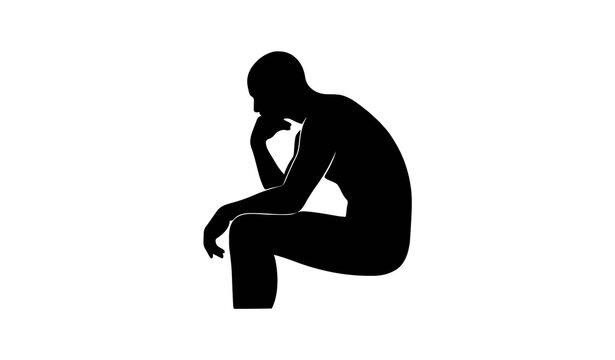 Seated Thinker Silhouette Intellectual Concept Vector Illustration