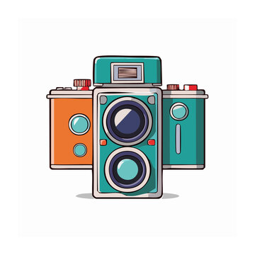 Retro twin lens reflex camera illustration