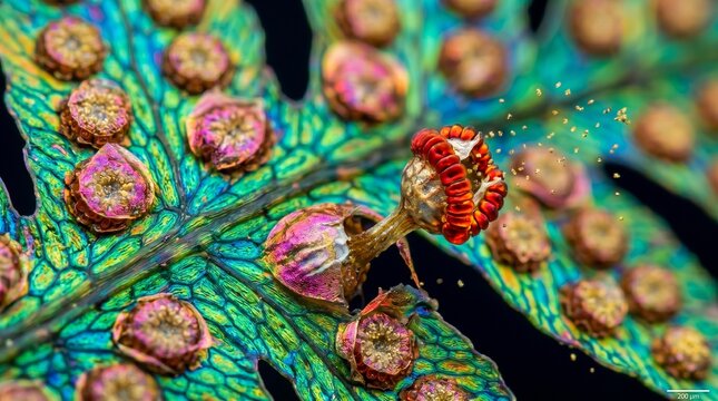  The Rainbow Fern: Sporangia with Annulus Spring Mechanism in False Color