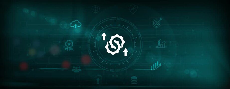 Business integration system and unified operations panel. Connected processes, seamless workflows, digital alignment and organizational harmony. Motion graphics of business concept