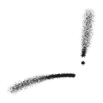 Black vector exclamation icon. Hand drawn graffiti style whoop symbol with spray paint effect and aerosol painting texture &mdash; ejaculation sign
