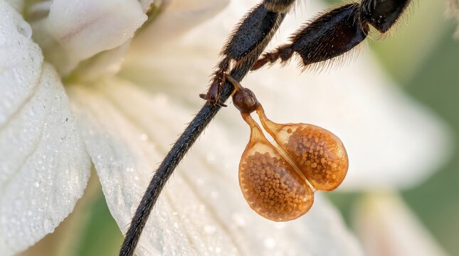 The Pollen Bomb: Milkweed Pollinium Attached to a Single Insect Leg Hair
