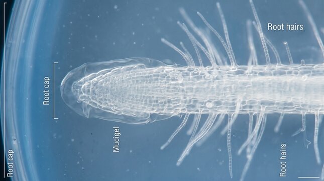 The Root Hair: Single Arabidopsis Root Tip with Mucigel Slime Sheath
