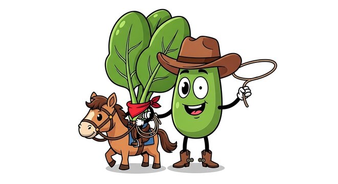 Cartoon green monster gardening with small animals.