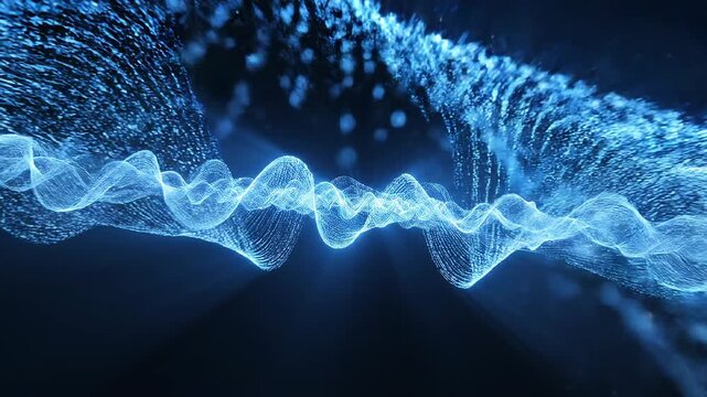 Abstract Blue Waveform Digital Sound Visualization.