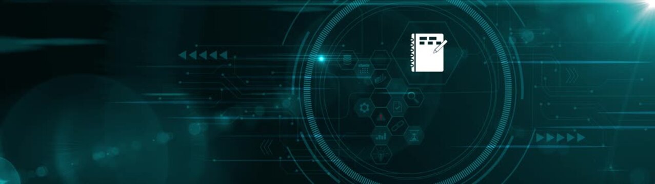 Agenda interface and strategic planning board. Task alignment, schedule tracking, business priorities and workflow organization. Motion graphics of data collection concept