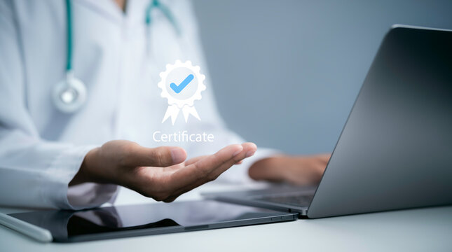 Healthcare certification and medical compliance assurance with quality standards professional accreditation patient safety healthcare management regulatory approval and trusted service excellence