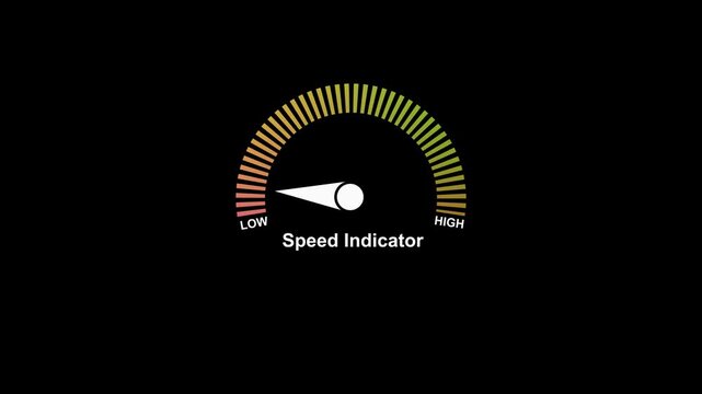 Speed indicator gauge dashboard interface a digital graphic display showing a with low and high range markers for monitoring velocity meter measurement scale performance