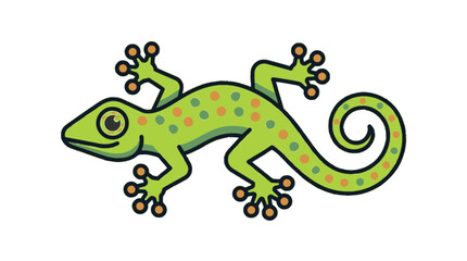 Fototapeta premium Gecko flat vector illustration cute cartoon icon design
