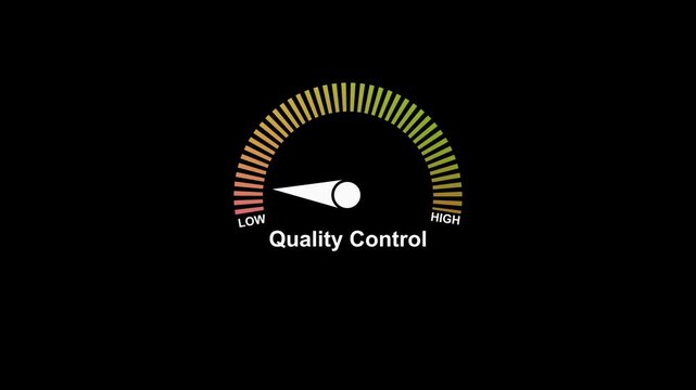 Quality control gauge meter animation an animated showing a indicator on a clean black background standard indicator assurance business performance standard indicator assurance business performance