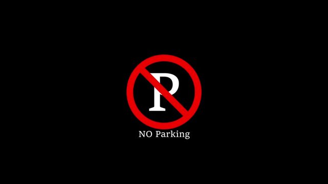 No parking sign symbol with text on black background a minimalist no traffic symbol featuring a red circle with a crossbar over a letter p on a prohibited traffic restricted forbidden regulation