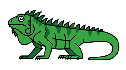 Fototapeta premium Iguana flat vector illustration cute cartoon icon design