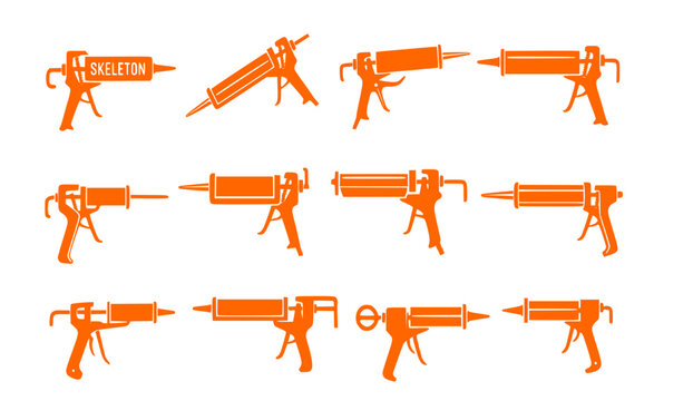 Caulking gun applicator construction tool silhouette vector illustration
