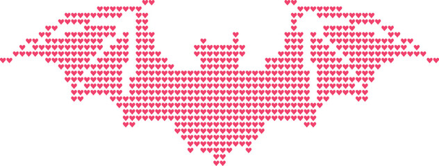 Fototapeta premium Bat made of red heart shapes in flight