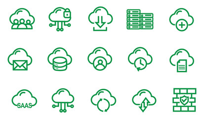 Obraz premium Cloud Computing icon set. Editable line icons. Vector illustration.