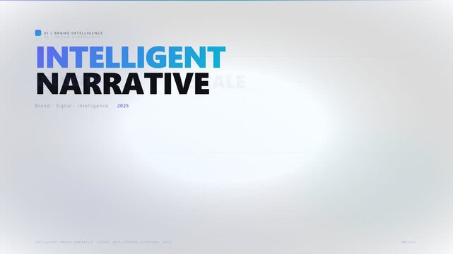 Intelligent narrative, futuristic background, blue and black text, abstract gradient