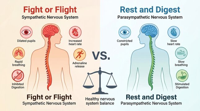 Comparison of sympathetic and parasympathetic nervous system functions