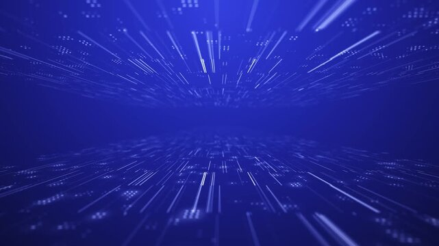 Futuristic Blue Digital Light Trails with High-Speed Data Flow and Abstract Technology Network Background