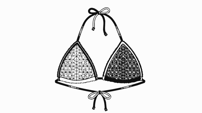 Stylish Bikini Triangle Top with Geometric Pattern Swimwear for Fashion Illustration and Summer Beachwear Design