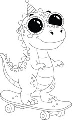 Cute Dinosaur Coloring Page for Kids – Simple Printable Coloring Book Illustration © MSTASSFI