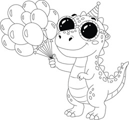 Cute Dinosaur Coloring Page for Kids – Simple Printable Coloring Book Illustration © MSTASSFI