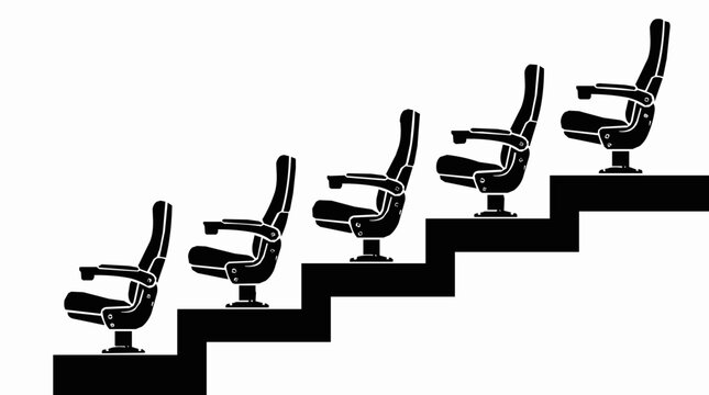 Cinema Theater Seats on a Staircase Silhouette illustrating a row of auditorium chairs for movie screenings and entertainment events