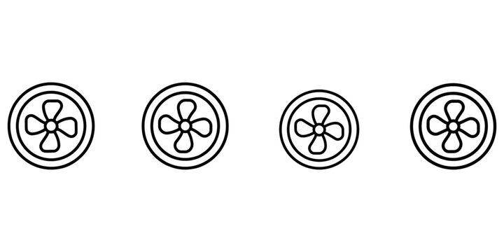 Fan icon vector isolated on white background, air conditioner outline sign, ventilation system symbol, cooling device emblem.