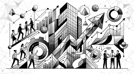 Obraz premium Business people analyze financial data charts.