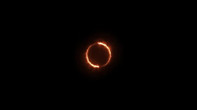 Orange neon glowing circular loading icon animation a warm circle isolated on a black background, representing a digital or buffering process circle process buffering abstract sign