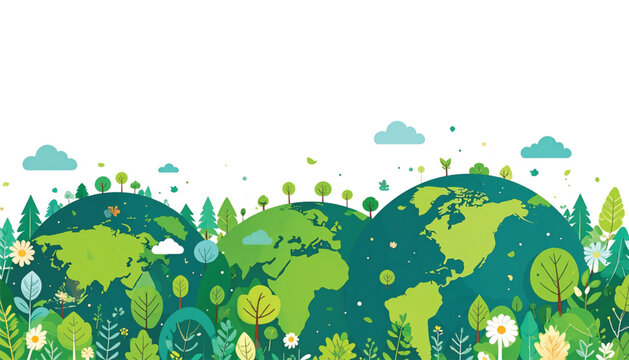 Multiple green earth land masses.