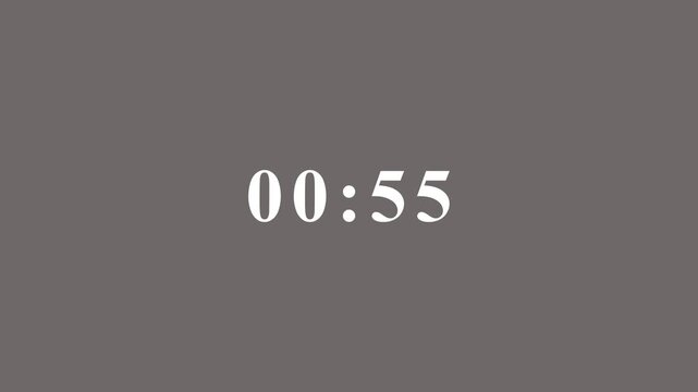 Digital timer display showing forty three seconds countdown a digital display shown in white text against a solid grey background, counting down clock time counting number measurement