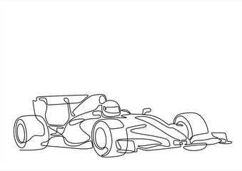 Obraz premium formula racing car fast sport line art. one line Art icon drawing vector