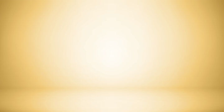 Light gold minimalistic background for product presentation, blank empty showcase with soft gradient backdrop