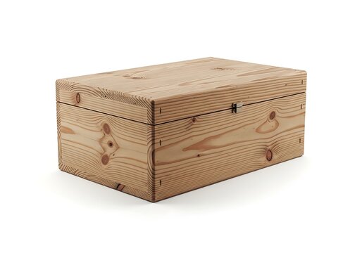 Wooden treasure chest box with metal clasp, isolated. caja de mader 