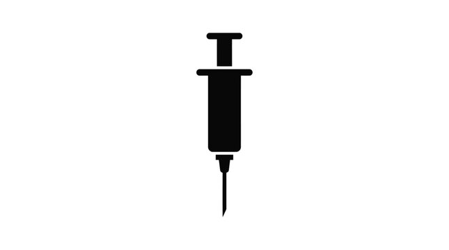 Syringe Silhouette On White Background Medical Instrument Icon
