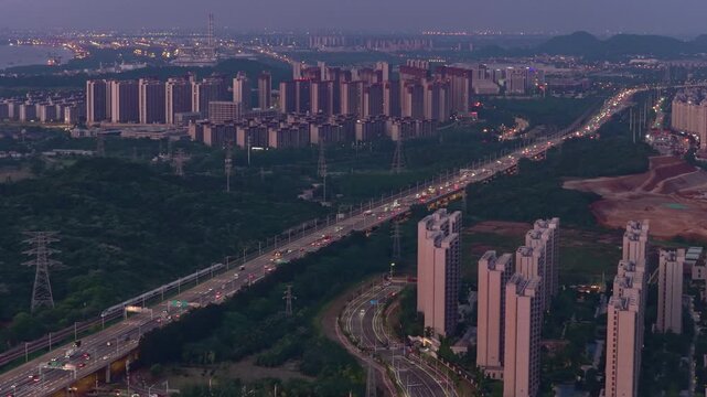 Aerial Photography of Urban Transportation Hubs at Night