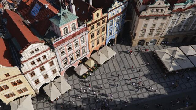 Old Town Square in city of Prague in Czechia (Czech Republic), view from above.