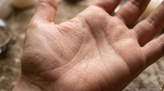  The Venus Crease: Palmar Crease (Life Line) with Sweat Pores and Dermal Ridge Detail