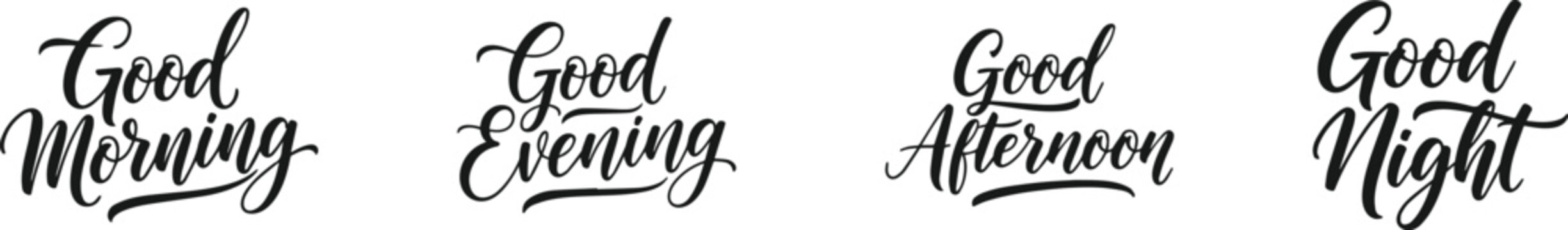 Typographic quote set for t shirt design good morning evening afternoon night